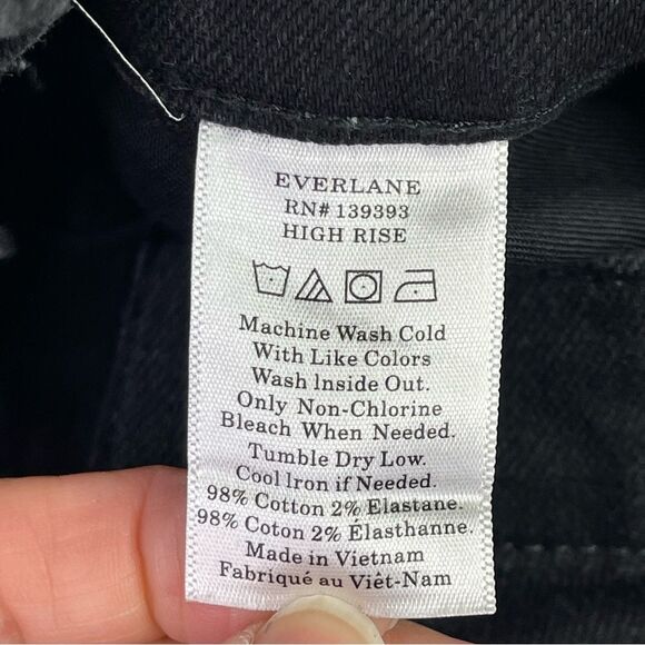 Everlane Jeans Women’s 25 Black Ankle Skinny Mid-Rise Denim Frayed Hem - Picture 5 of 11